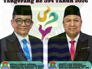 Segenap Pimpinan Jajaran dan Staff Dinas DBMSDA Kabupaten Tangerang Mengucapkan Selamat HUT Kabupaten Tangerang ke 394 Tahun 2026. Bersyukur Menuju Masyarakat, Sejahtera Adil Dan  Makmur.